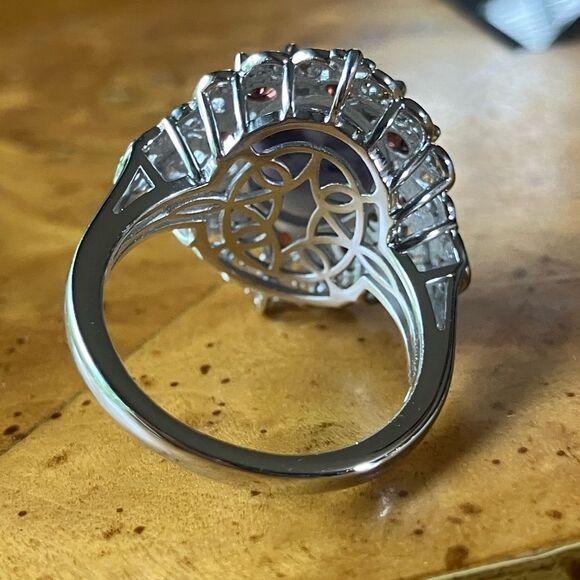 Rare Tiffany Stone Red Garnet Sterling Silver Cocktail Ring Size 8 - Picture 5 of 9